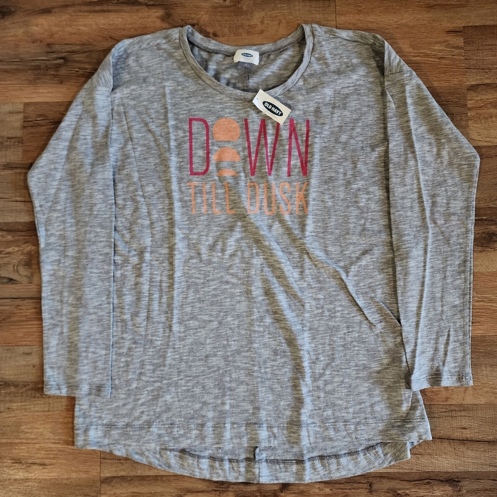 ❗️NWT❗️Women's Long Sleeve Lounge Graphic Tee Carbon Stripe Size Small